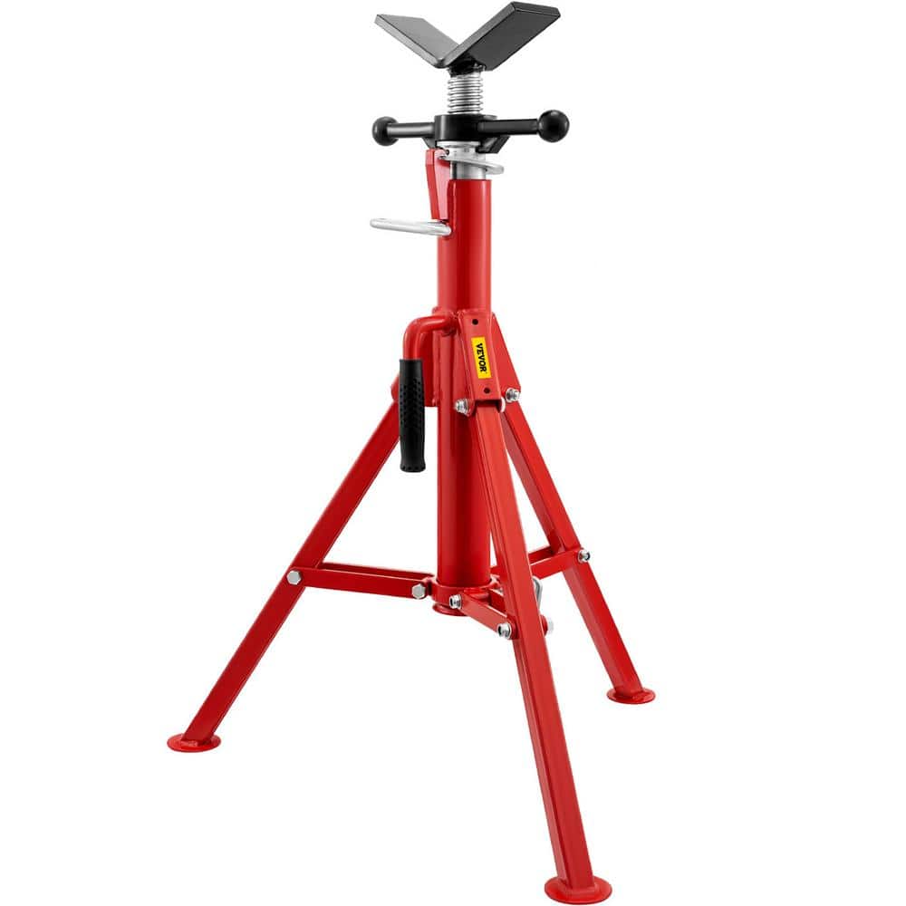 V Head Pipe Stand 1/8in.-12in. Capacity, Adjustable Height Pipe Jack Stands 2500 lbs. Load Capacity, Portable Folding - Hercitys