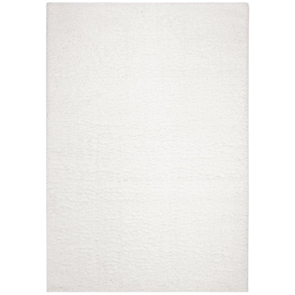 August Shag White 9 ft. x 12 ft. Solid Area Rug - Hercitys