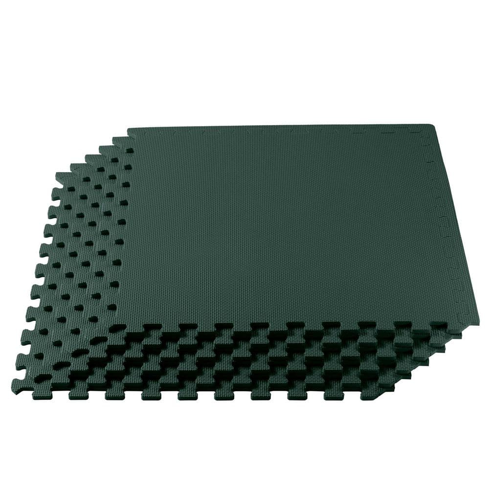 Hunter Green 24 in. W x 24 in. L x 3/8 in. T Interlocking Foam Gym Flooring Mat (6 Tiles/Pack) (24 sq. ft. ) - Hercitys