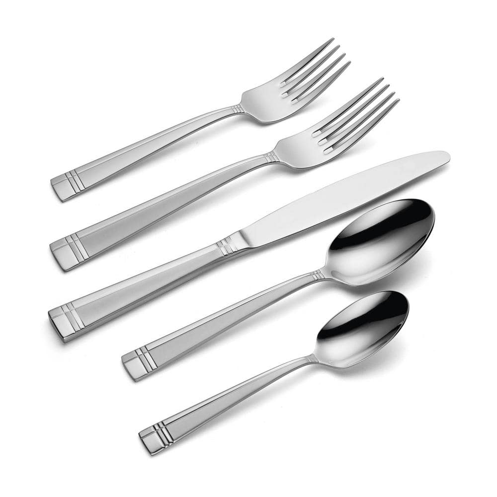 Amsterdam 45-Piece Silver 18/0-Stainless Steel Flatware Set (Service For 8) - Hercitys