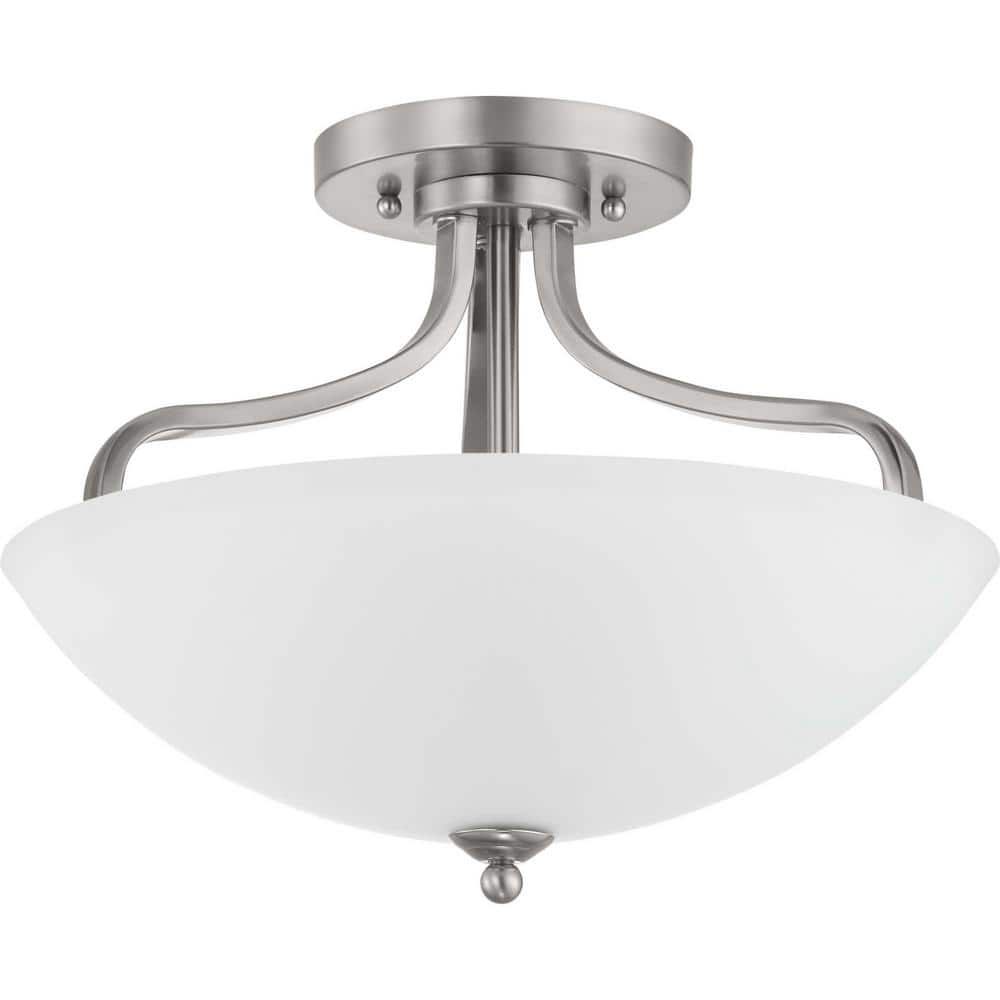 Laird Collection 3-Light Brushed Nickel Semi- Flush Mount - Hercitys