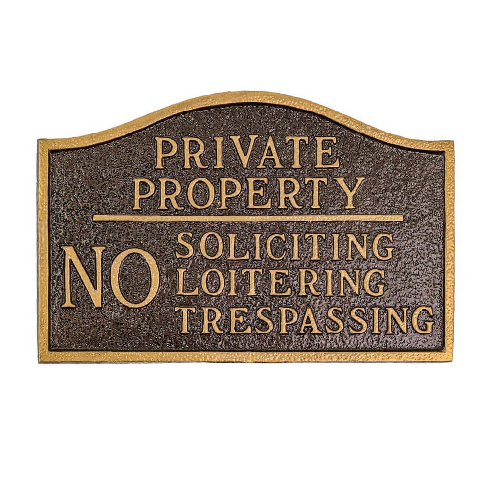 Private Property, No Soliciting, No Loitering Standard Statement Plaque – Hammered Bronze - Hercitys