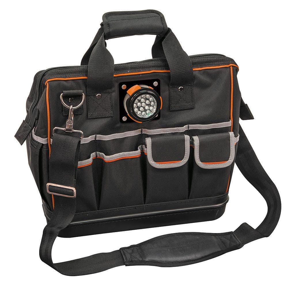 Tool Bag, Tradesman Pro Lighted Tool Bag, 31 Pockets, 15-Inch - Hercitys
