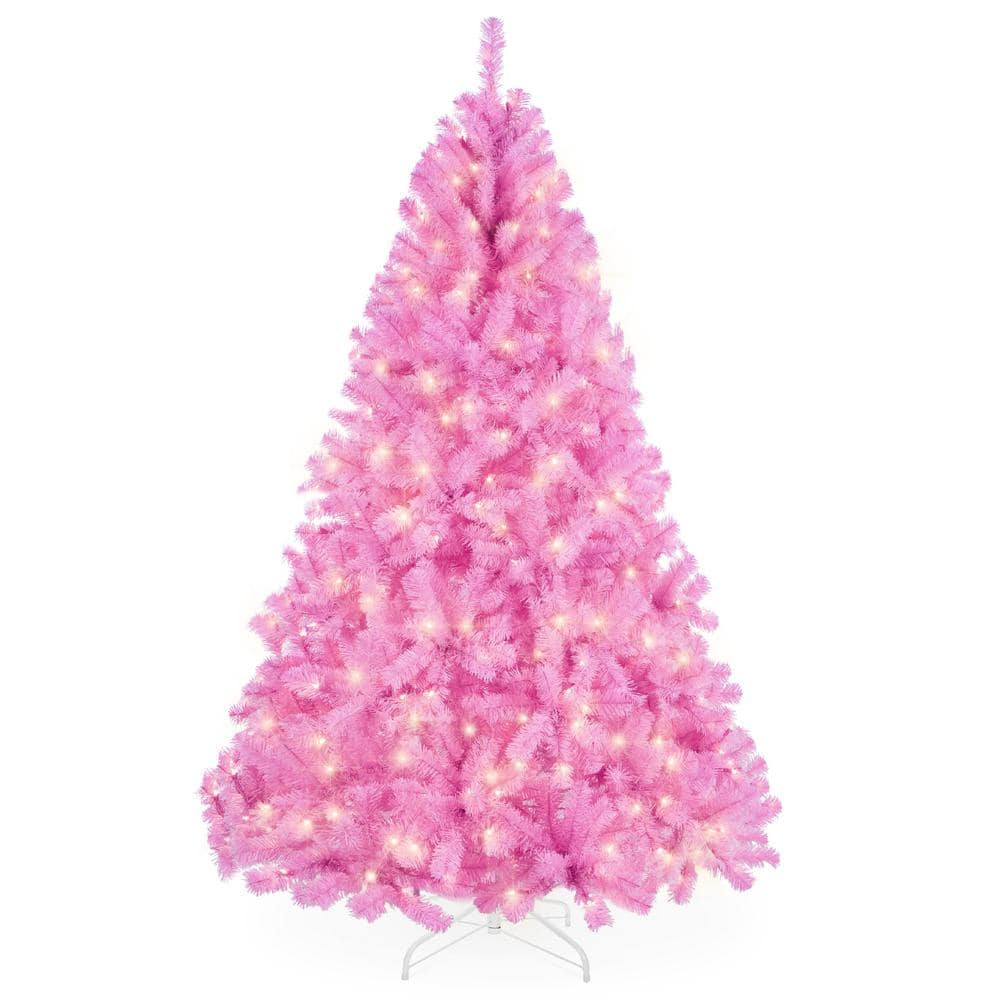 6 ft. Pink Pre-Lit Incandescent Artificial Christmas Tree with 250-Clear White Lights - Hercitys