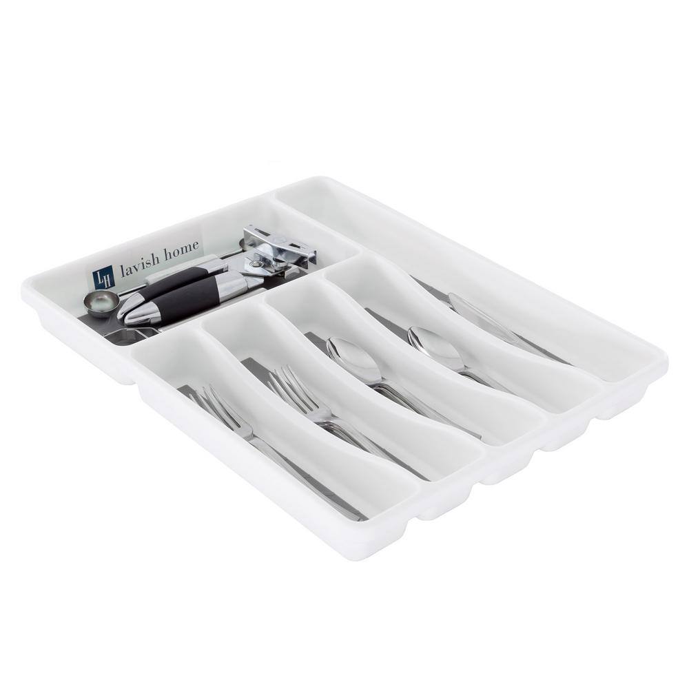 White Durable Plastic Drawer Organizer with 6-Sections - Hercitys