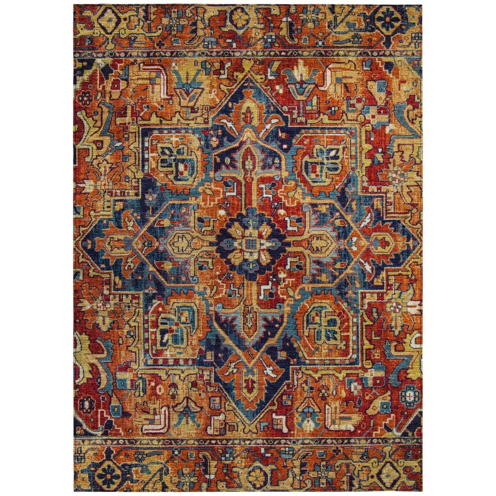 Chantille ACN570 Paprika 5 ft. x 7 ft. 6 in. Machine Washable Indoor/Outdoor Geometric Area Rug - Hercitys