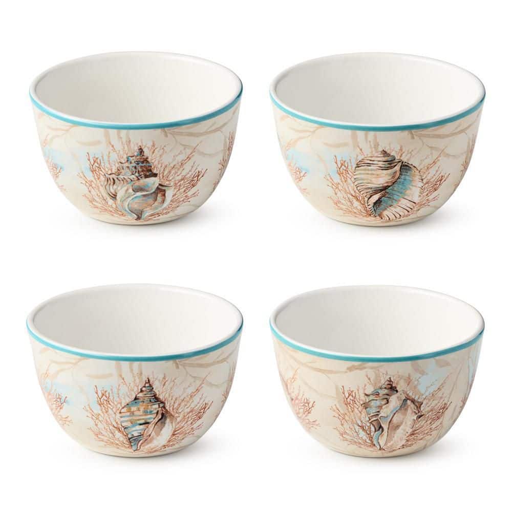 Escape to the Sea 24 fl. oz. Multi-Colored Ceramic Ice Cream Bowl (Set of 4) - Hercitys