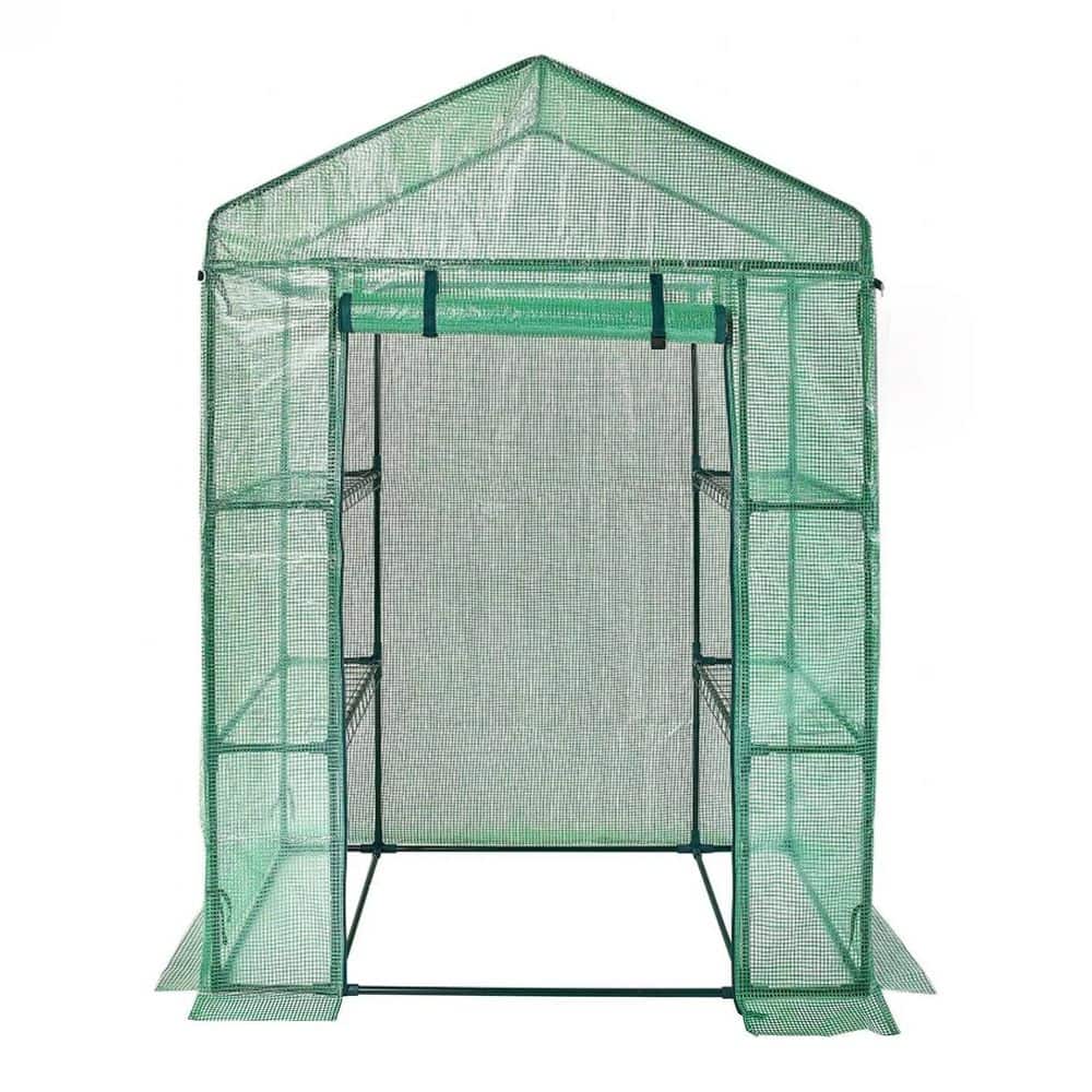 Assembled Dimensions: 4. 6ft. x 2. 4ft. x 6. 7ft. Heavy-Duty Steel Frame + Reinforced PE Cover Green Greenhouse. - Hercitys
