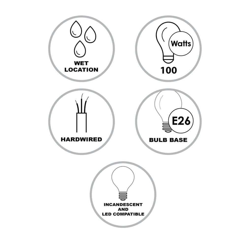 Avalon 14.25 in. 1-Light Black Metal Hardwired Outdoor Weather Resistant Lamp Post Light with No Bulbs Included - Hercitys