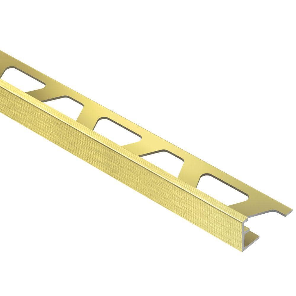 Schiene Brushed Brass Anodized Aluminum 3/8 in. x 8 ft. 2-1/2 in. Metal Tile Edging Trim - Hercitys