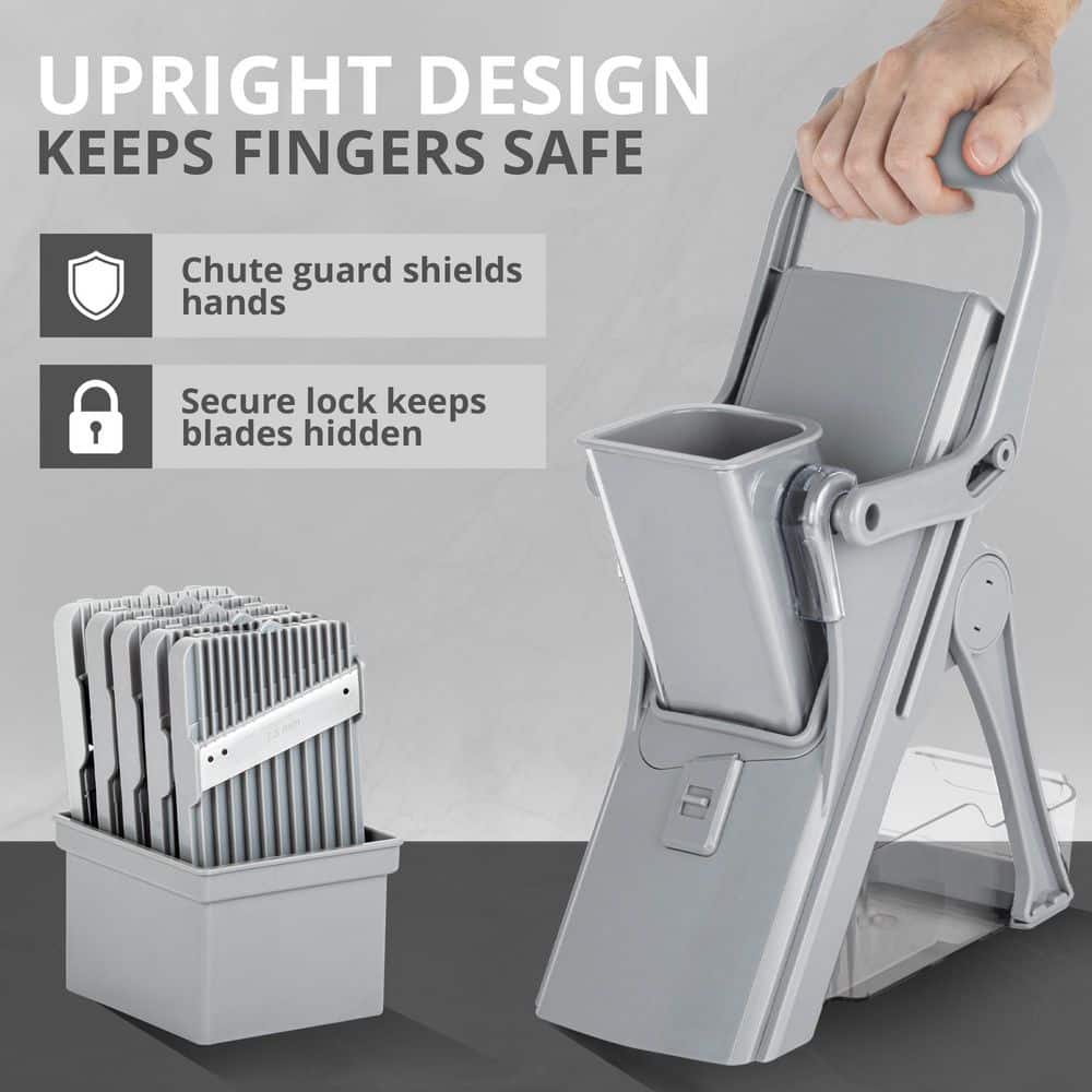 Nutri Slicer Mandoline 5-in-1 Multi-Functional Portable Countertop Kitchen Mandoline in Pastel Grey - Hercitys