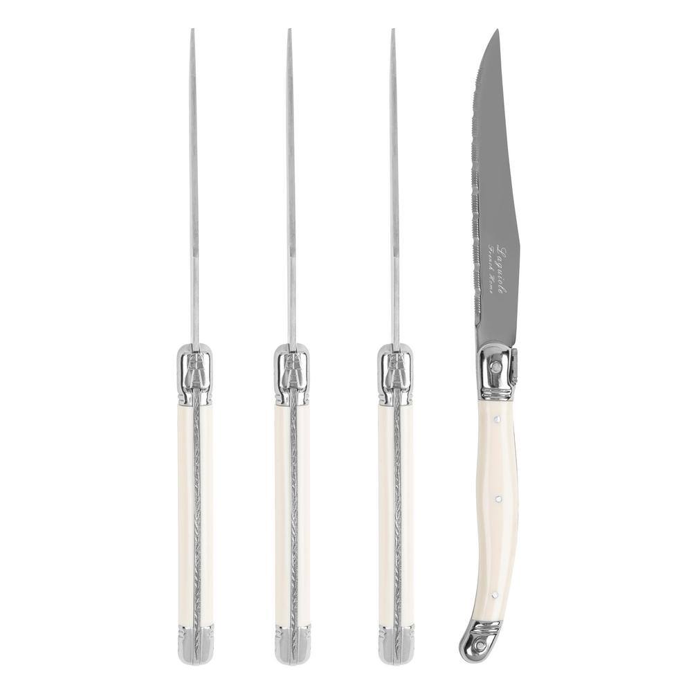 Laguiole Connoisseur 4-Piece Steak Knife Set with Ivory-Colored Handles - Hercitys