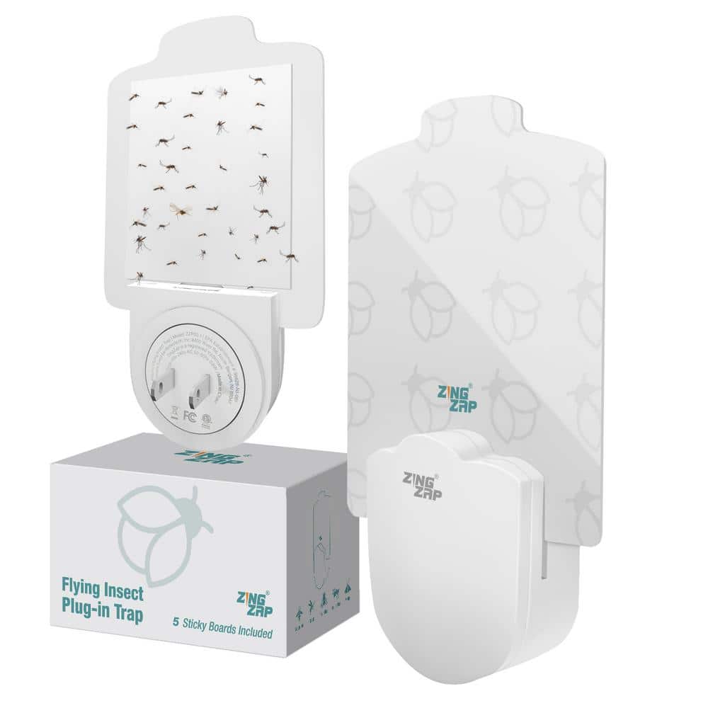 Flying Insect Trap for House Flies, Fruit Flies, Moths and Light-Loving Insects, Plug-in Station Plus 5 Trap Boards - Hercitys