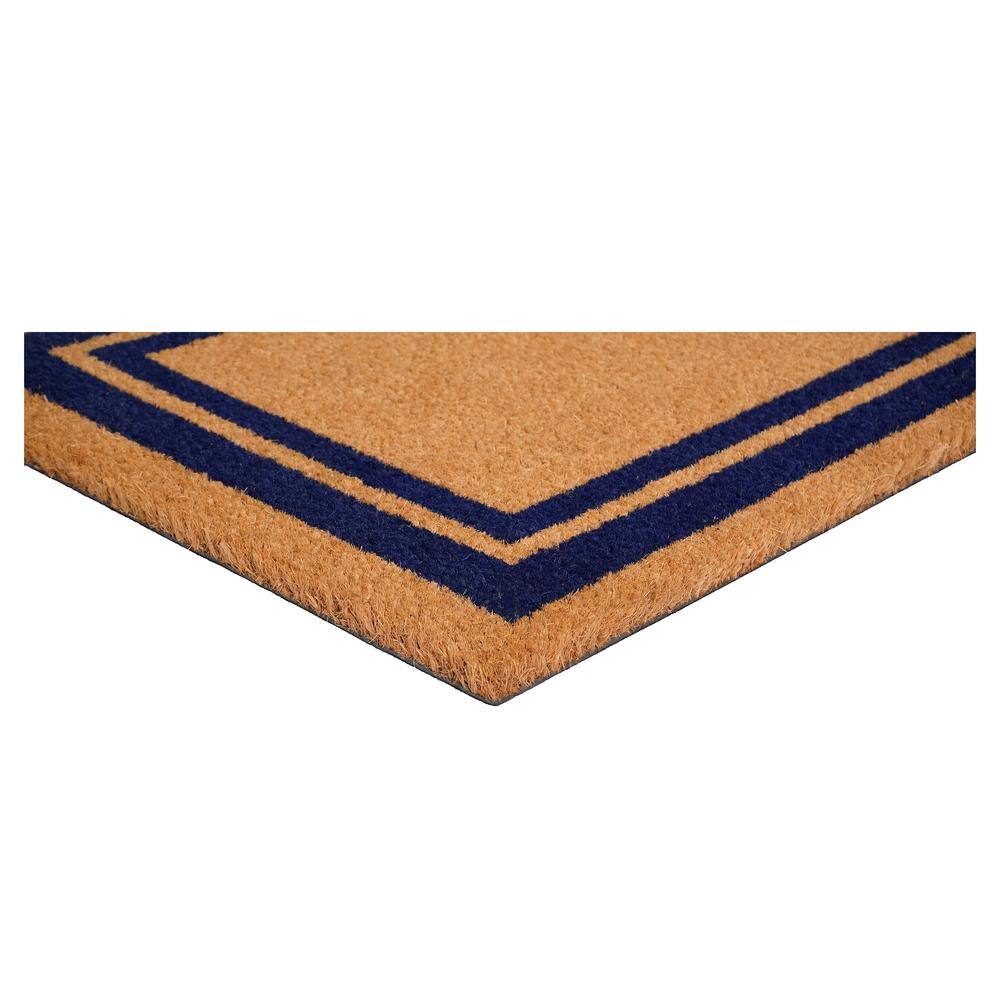 Dark Blue Border Monogram Door Mat 24 in. x 36 in. (Letter L) - Hercitys