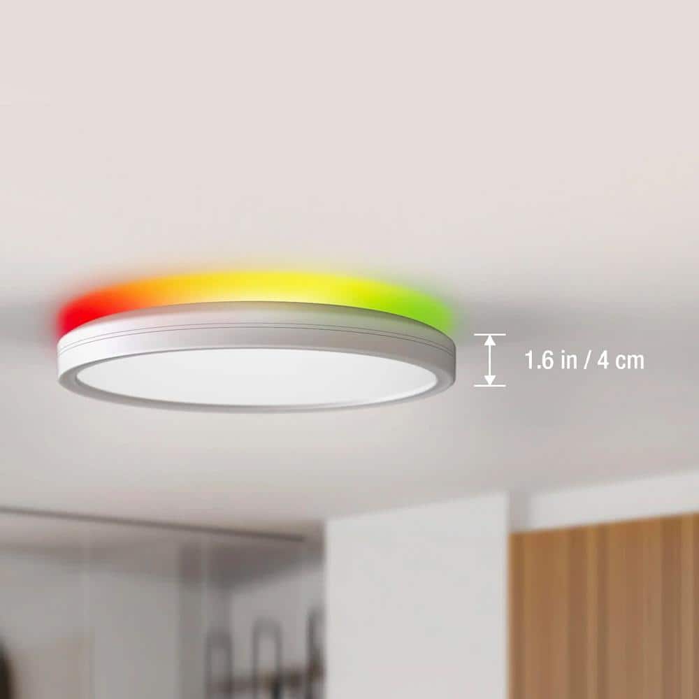 Slim 12 in. White LED Ceiling Light with Mood Light Flush Mount - Hercitys