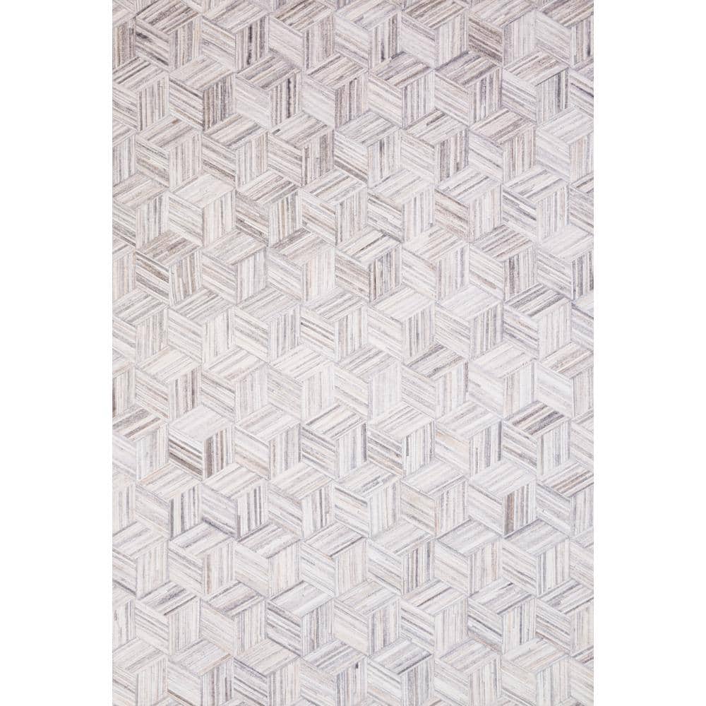 Maddox Lt Grey/Ivory 5 ft. x 7 ft. 6 in. Contemporary 100% Polyester Area Rug - Hercitys