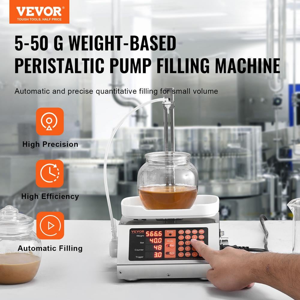 Liquid Filling Machine 5-50 g Weighing Capacity Automatic Bottle Filler Machine with Peristaltic Pump (Single Nozzle) - Hercitys