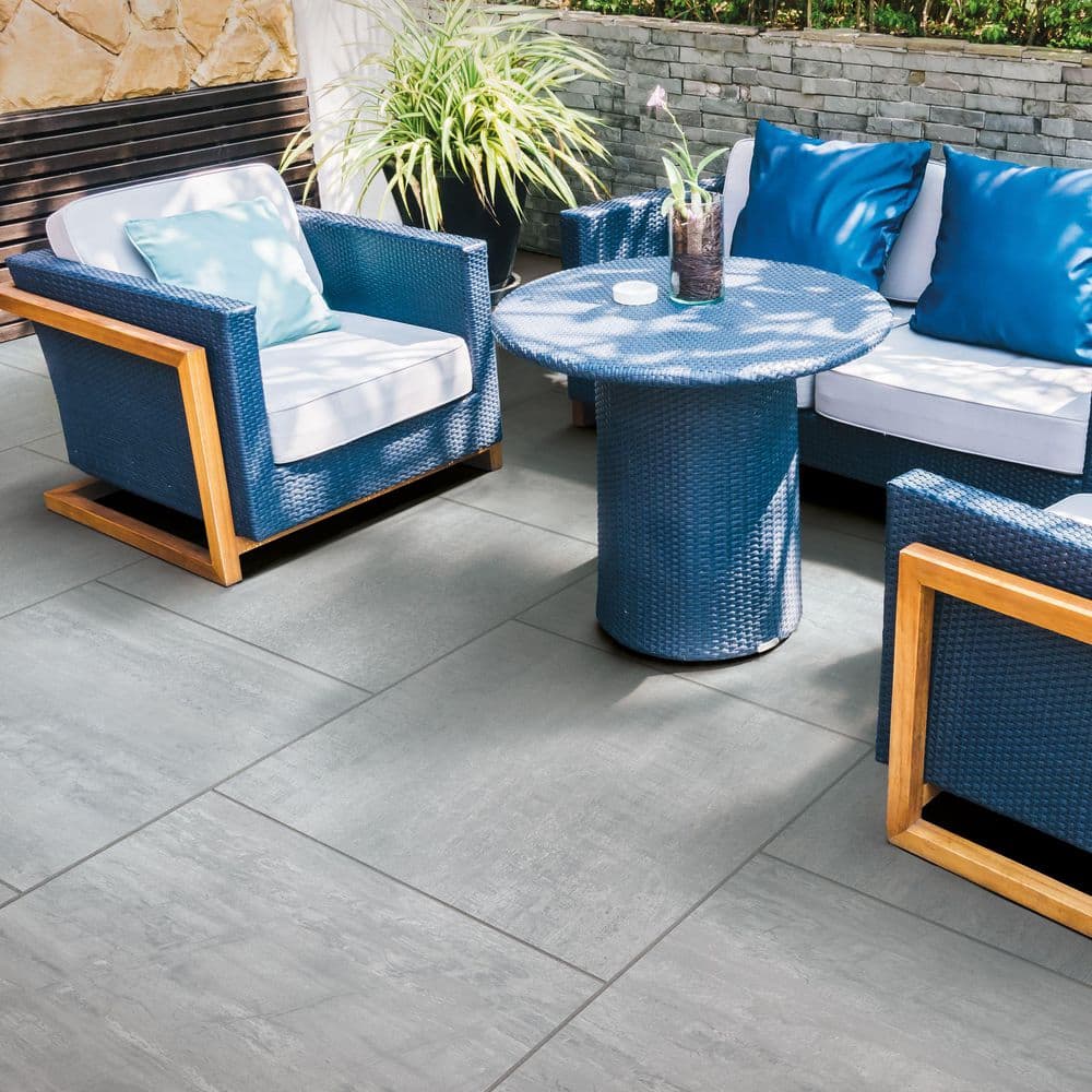 Pietra Chrome 24 in. x 24 in. x 0.75 in. Concrete Look Porcelain Paver - Hercitys