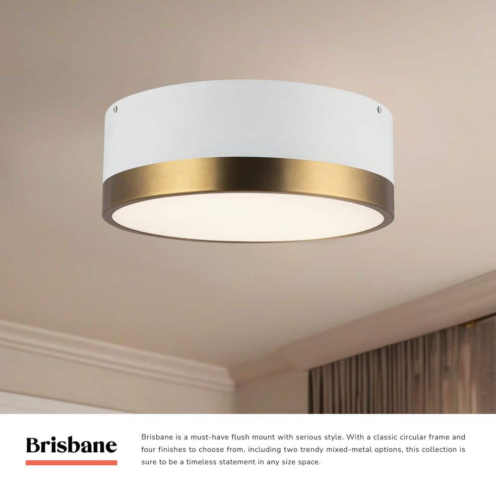 BRISBANE 12 IN AGED BRASS FLUSH MOUNT - Hercitys