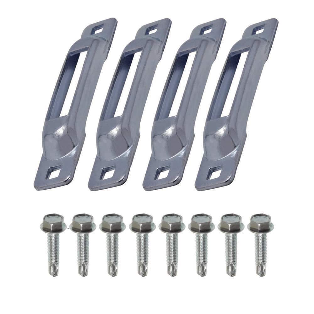 E-Track Single Strap Anchor Zinc with Self-Drilling Screws (4-Pack) - Hercitys
