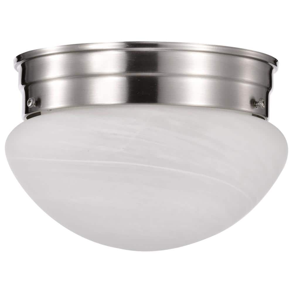 Nuvo 8 in. 1-Light Brushed Nickel Traditional Semi-Flush Mount with Alabaster Mushroom Shade and No Bulbs Included - Hercitys