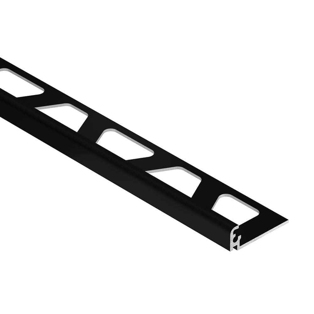 Jolly Black Color-Coated Aluminum 0.375 in. x 98.5 in. Metal L-Angle Tile Edge Trim - Hercitys