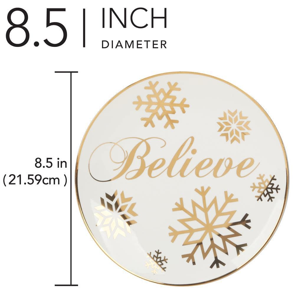 Christmas Glitter Gold Salad Plates (Set of 4) - Hercitys