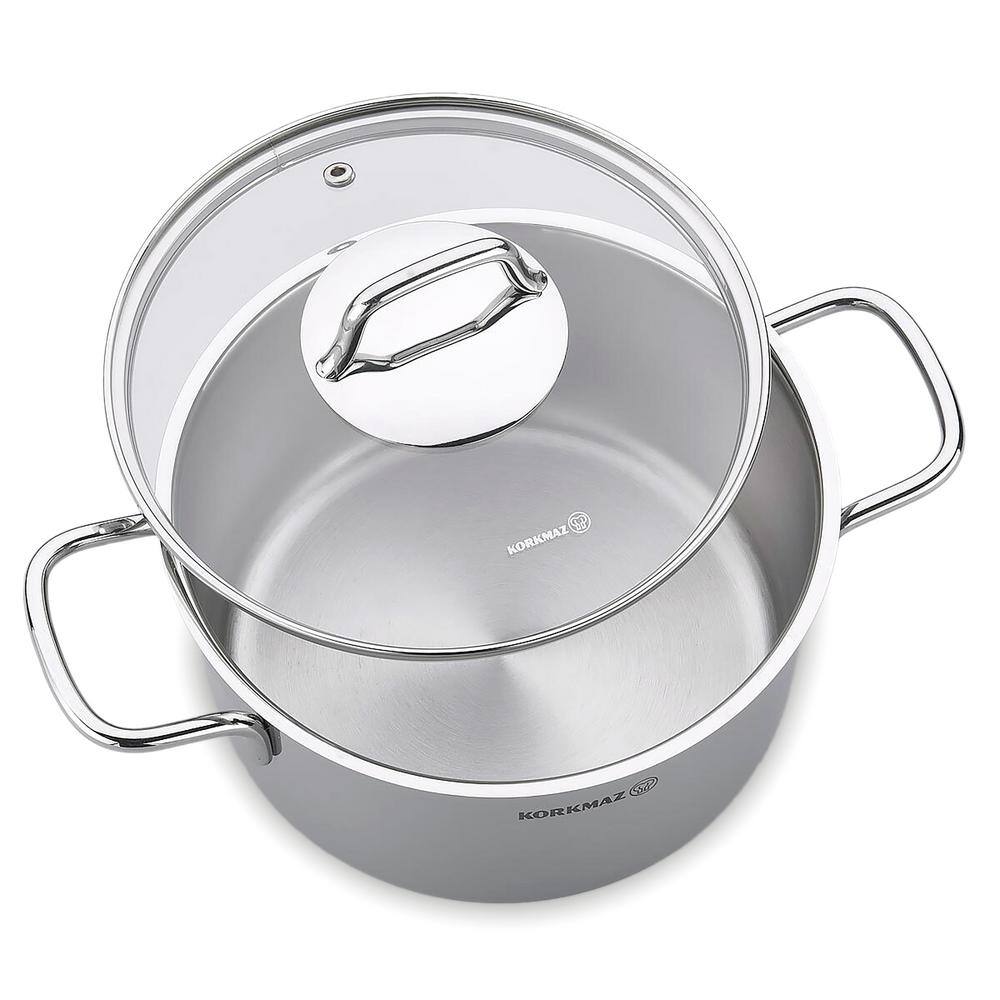 Perla 2-Piece 8.5 Liter Stainless Steel Casserole with Lid in Silver - Hercitys