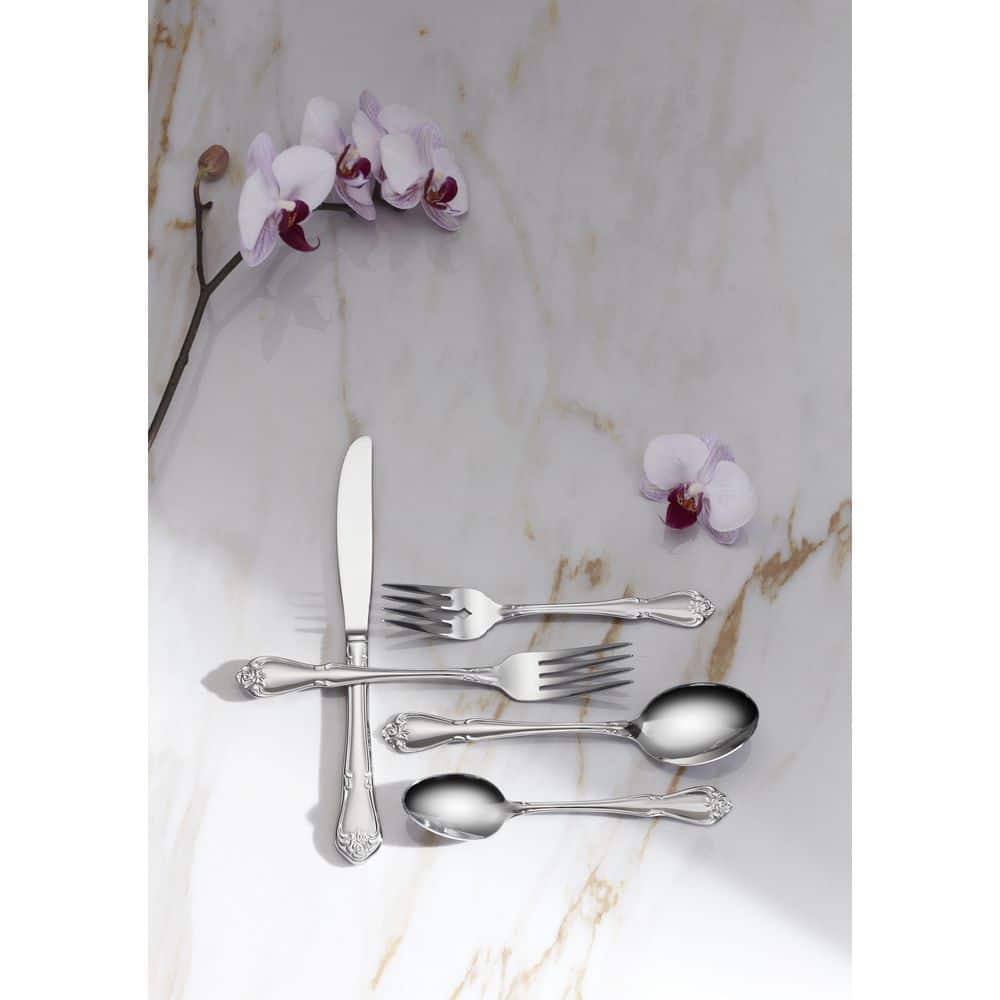 True Rose 20-Piece Silver 18/0-Stainless Steel Flatware Set (Service For 4) - Hercitys