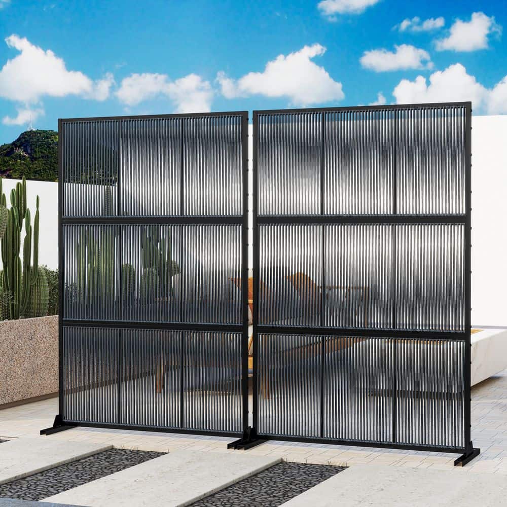 72.1 in. Metal Garden Fence Outdoor Privacy Screen Garden Screen Panels in Gray (1-Pack) - Hercitys
