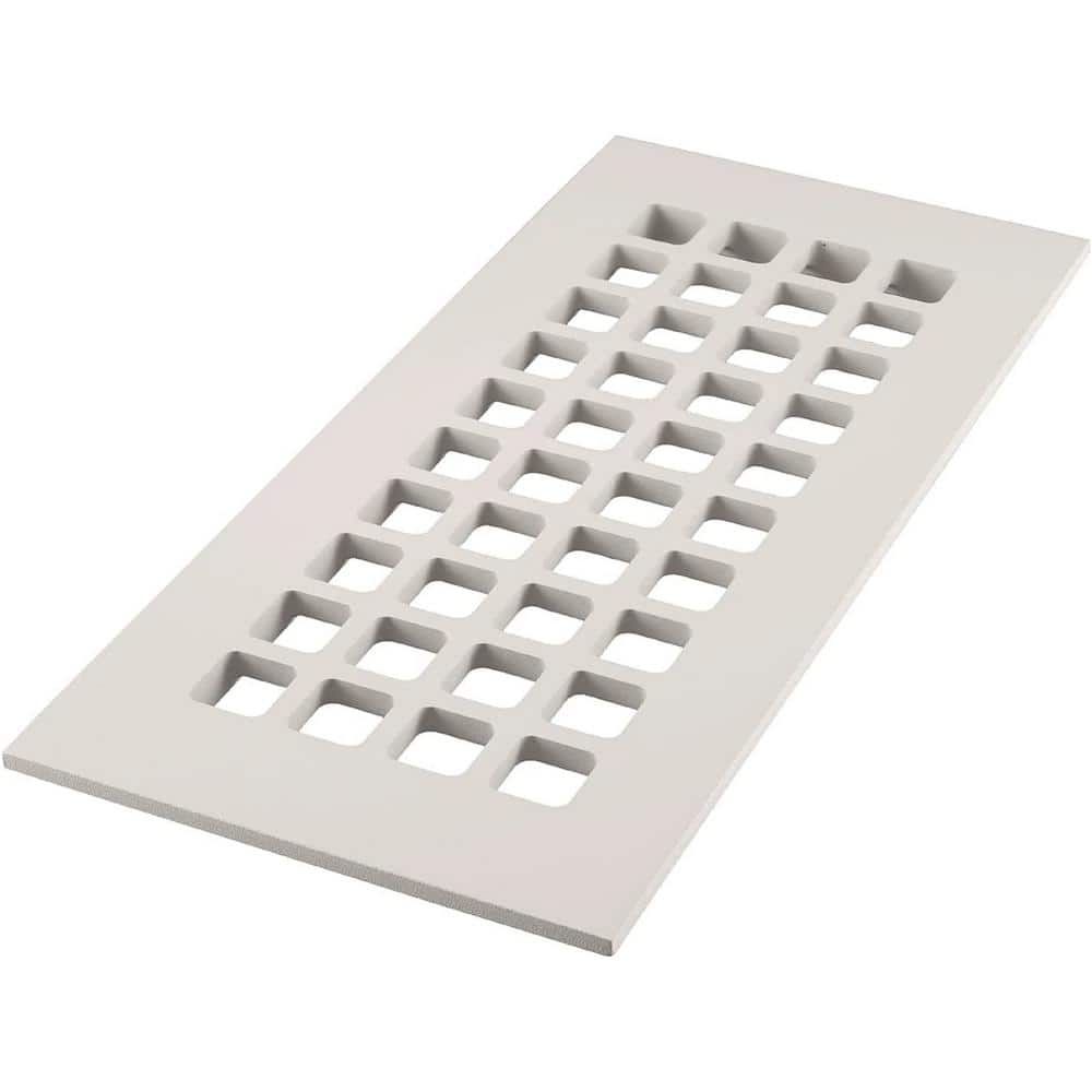 Square Series 10 in. x 4 in. White Aluminum Grille Vent Cover for Home Floors Without Mounting Holes - Hercitys