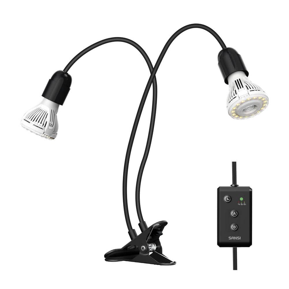 Full Spectrum Gooseneck Clip 20-Watt, 2000-Lumen Black Plant LED Grow Light, 4000K - Hercitys
