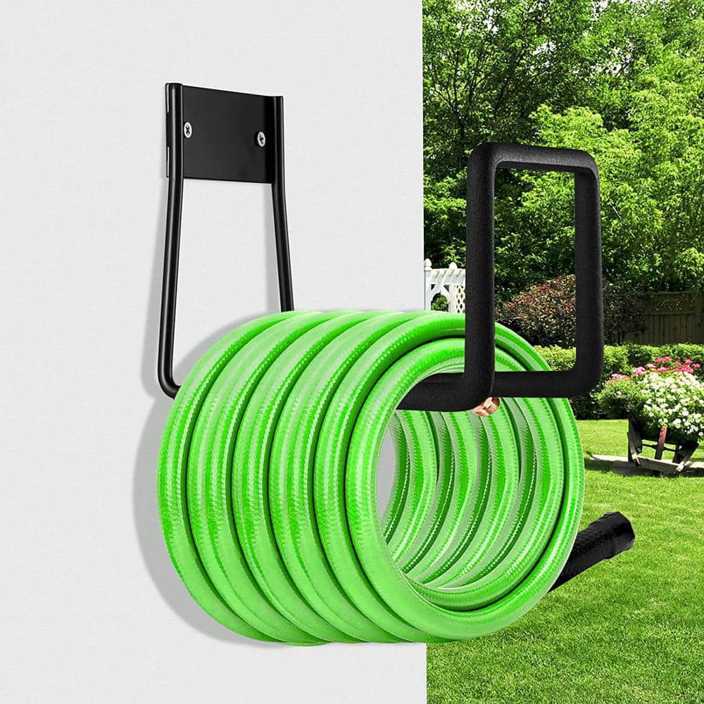Heavy-Duty Metal Hose Bracket Wall Mount, Garden Hose Hook 175 ft. Black - Hercitys