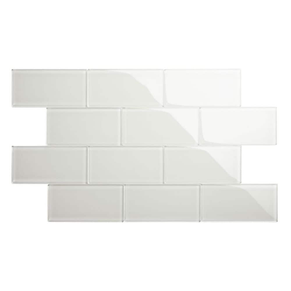 Agreeable Gray 3 in. x 6 in. x 8mm Glass Subway Wall Tile (5 sq. ft./Case) - Hercitys