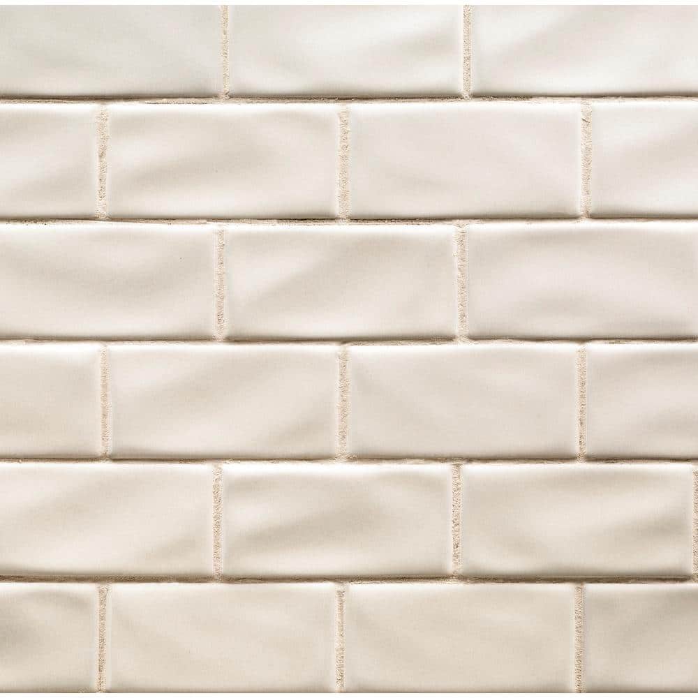 Antique White 3 in. x 6 in. Handcrafted Glossy Ceramic Subway Wall Tile (1 sq. ft./Case) - Hercitys