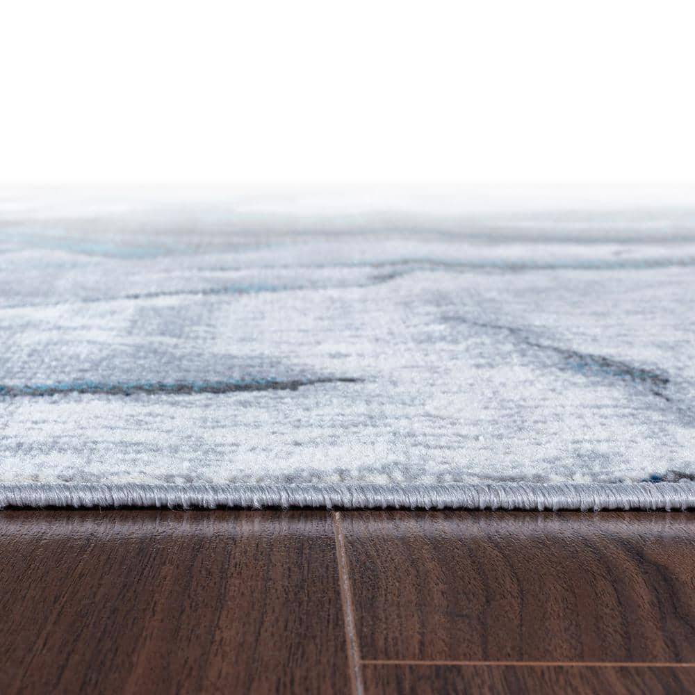 Abstract Wave Blue 5 ft. x 7 ft. Contemporary Area Rug - Hercitys