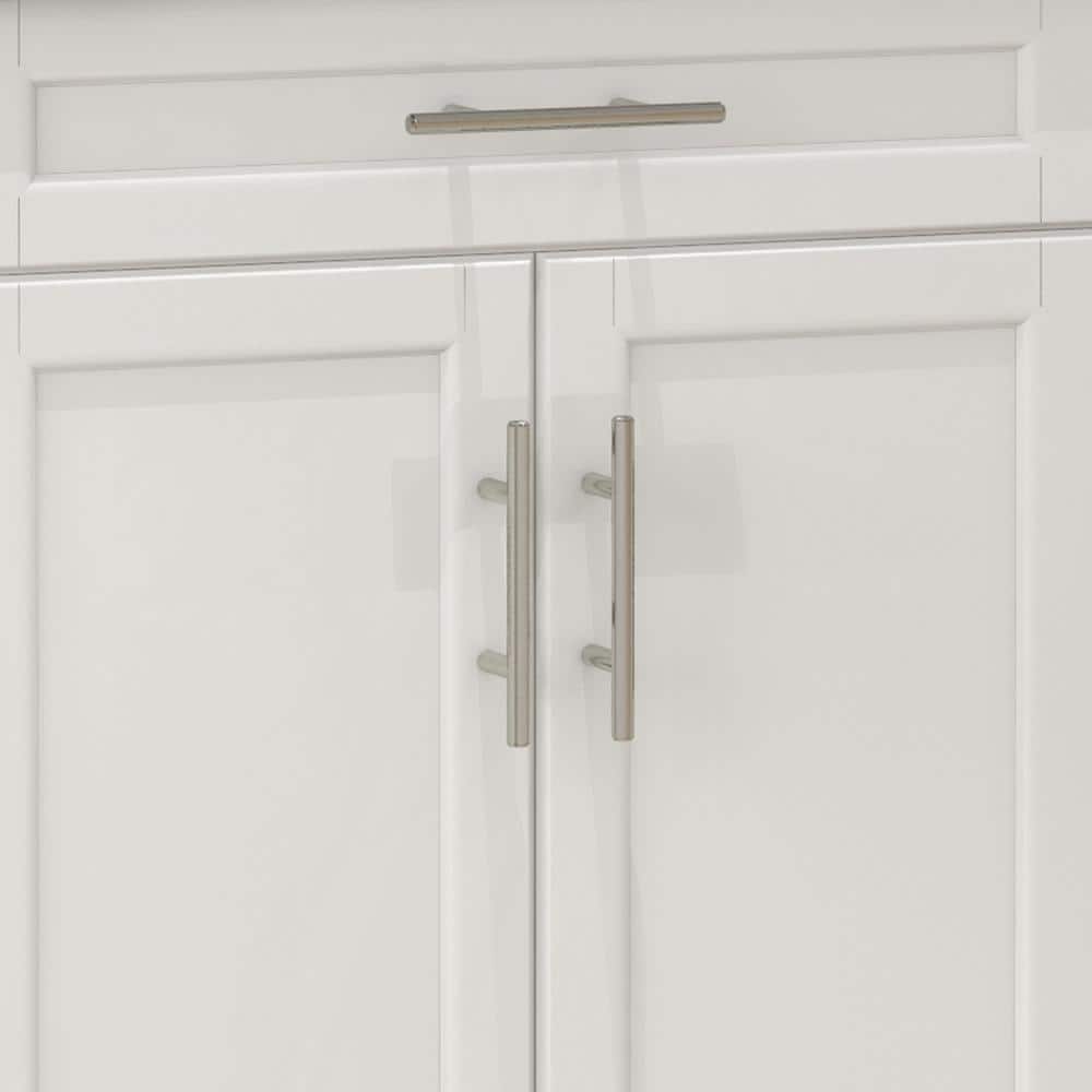 Cream White Metal Top 18 in. Kitchen Island with Drawer, Cabinets, Wheels and Towel Rack - Hercitys