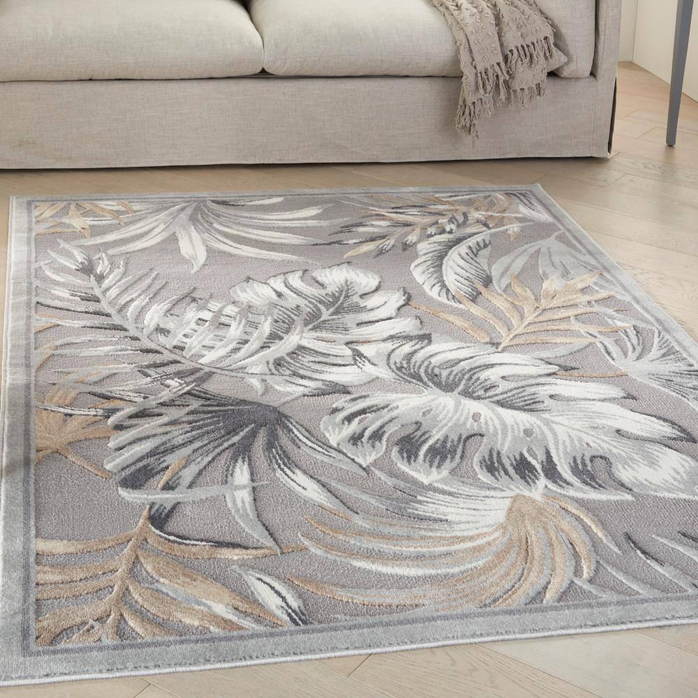 Seaside Grey 5 ft. x 7 ft. Bordered Contemporary Area Rug - Hercitys