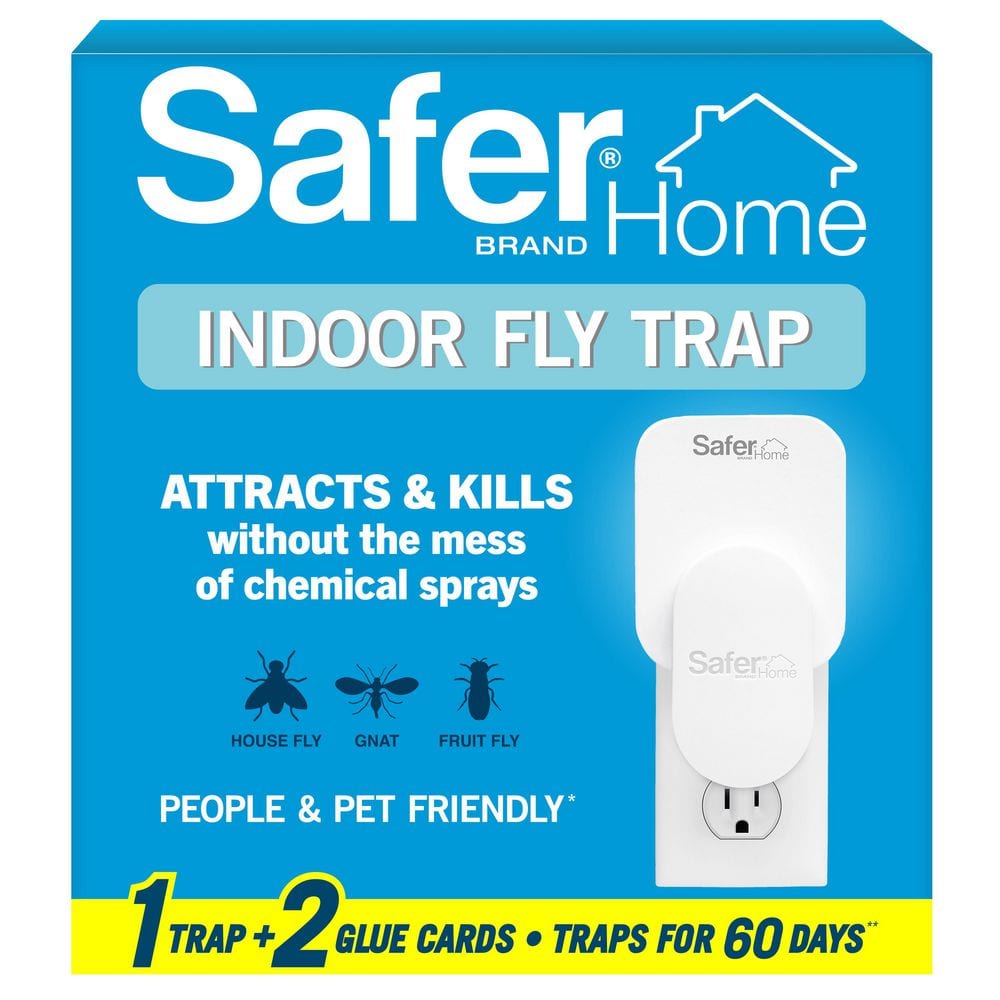 Safer Home Indoor Flying Insect Trap for Fruit Flies, Gnats, Moths, House Flies (1 Plug-In Base and 2 Refill Glue Cards) - Hercitys