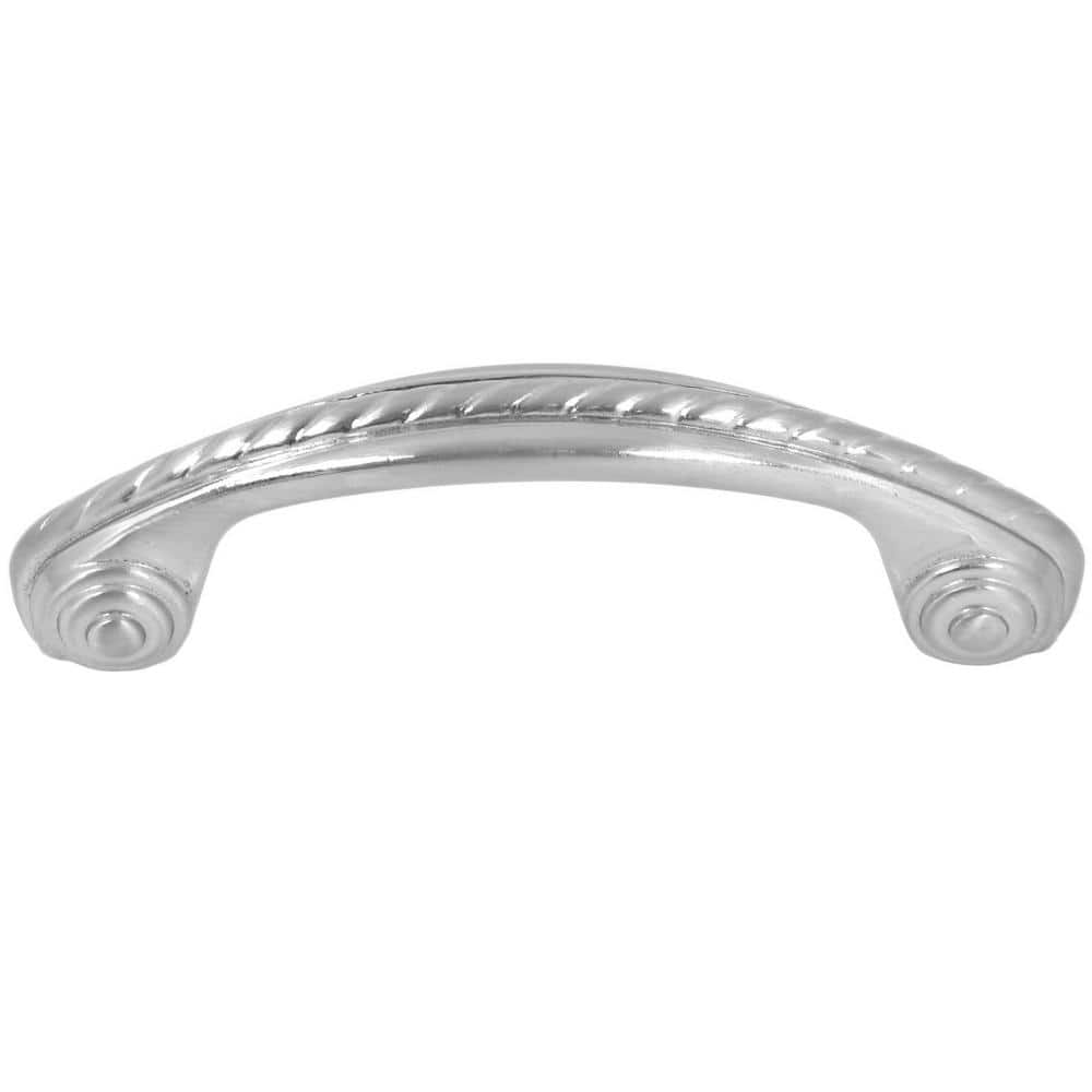 Charleston 3 in. Center-to-Center Satin Nickel Rope Design Arch Cabinet Pull (10-Pack) - Hercitys