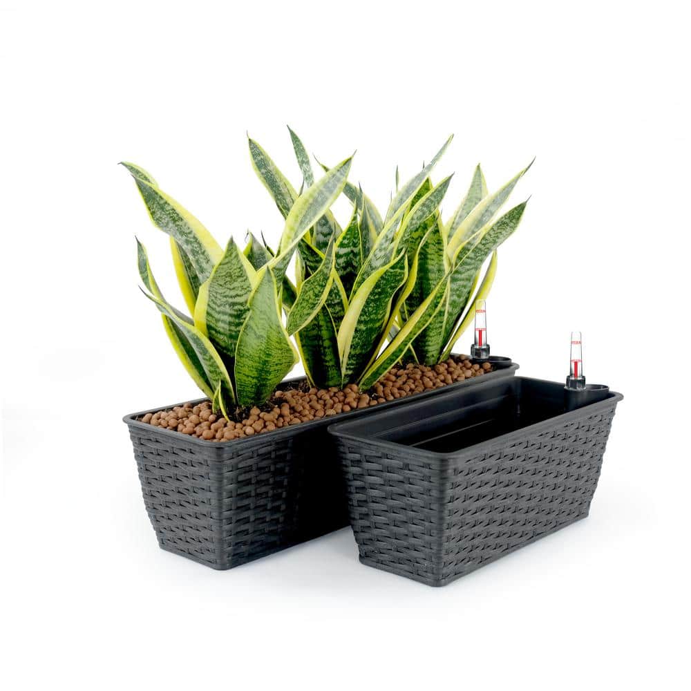 Self-Watering Wicker Planter Garden Decoration Pot, Natural (2-Pack) - Hercitys