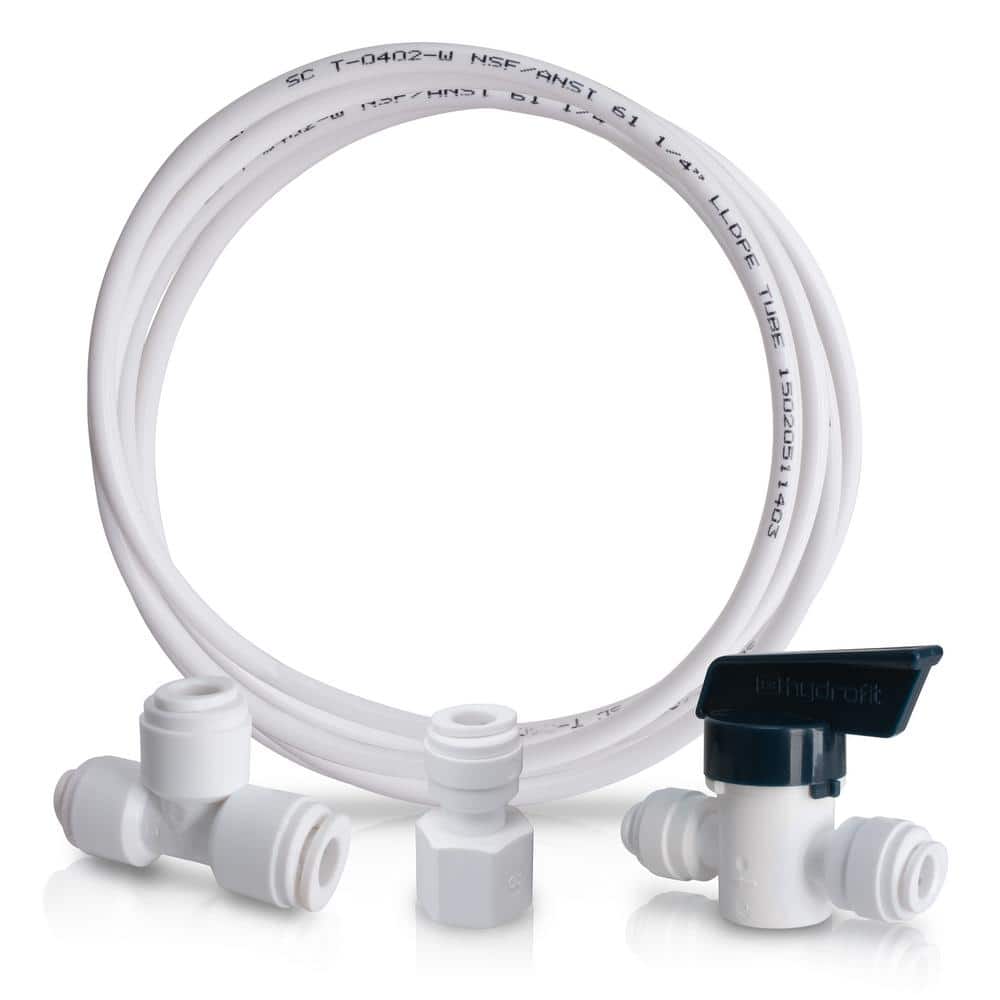 Ice Maker Water Line Kit Shut-Off Valve, 25 ft. Food Grade 1/4 in. Tubing Secure Locking Clips - Hercitys