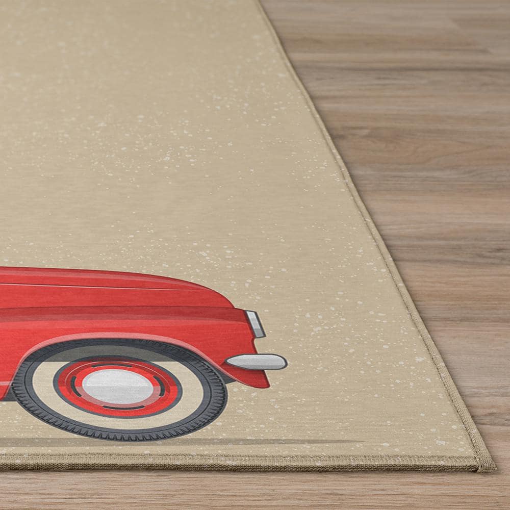 Cozy Winter 5 ft. x 7 ft. 6 in. Red Indoor/Outdoor Washable Area Rug - Hercitys