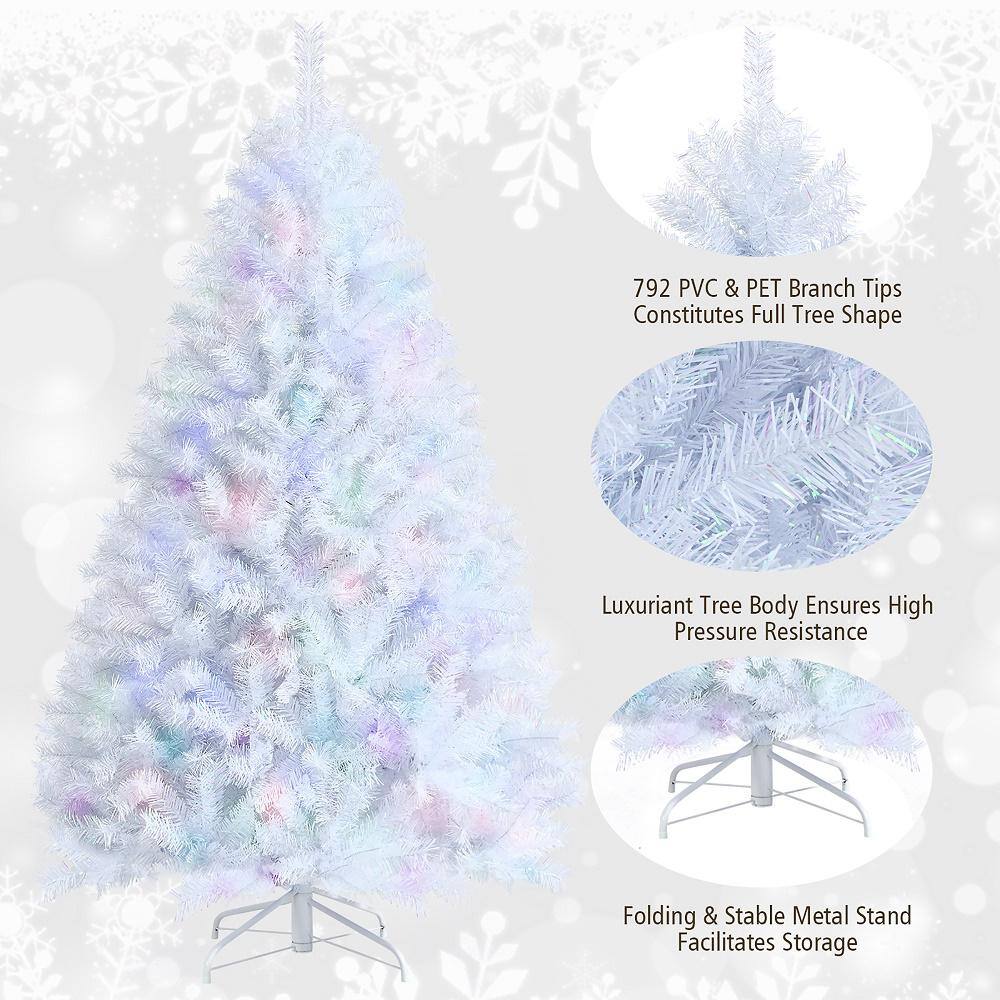 6 ft. White Iridescent Tinsel Artificial Christmas Tree with 792 Branch Tips - Hercitys
