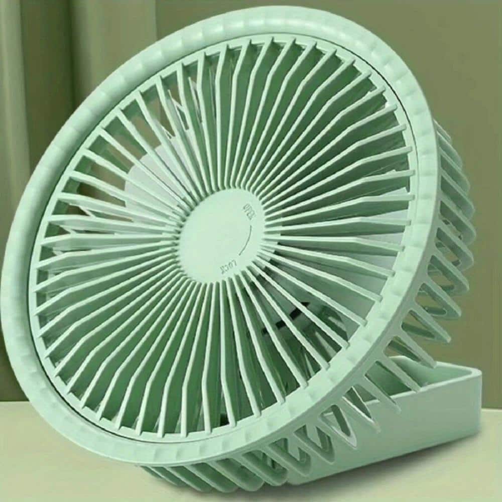 Portable Micro-USB Powered 6 in. 1 Fan Speeds Desk Fan in Green, 360° Adjustment, Powerful Wind and Ultra Quiet - Hercitys
