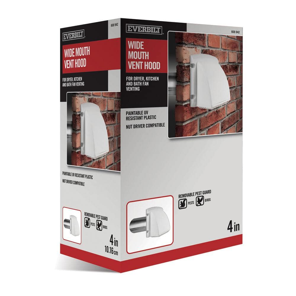 Wide Mouth Dryer Vent Hood in White - Hercitys