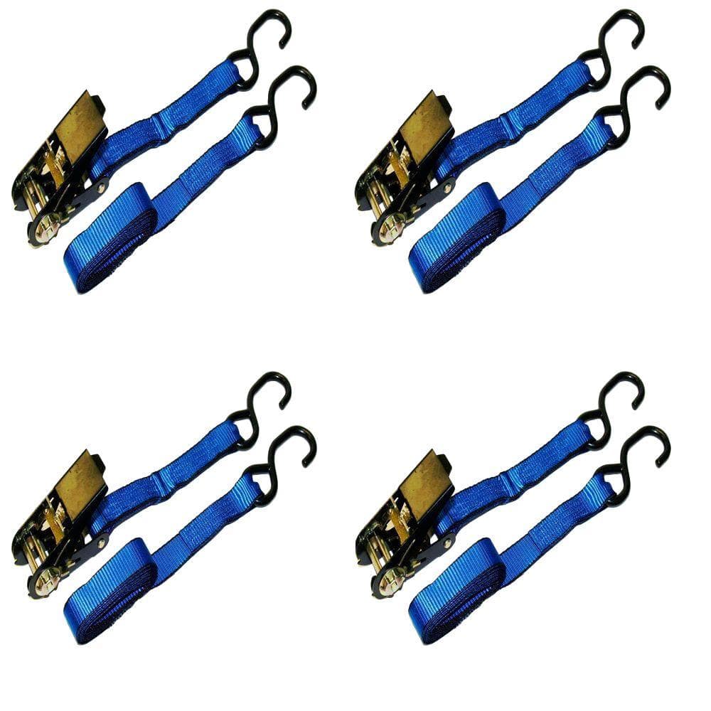 6 ft. x 1 in. 900 lbs. Ratchet Tie-Down ATV/Motorcycle Strap (4-Pack) - Hercitys