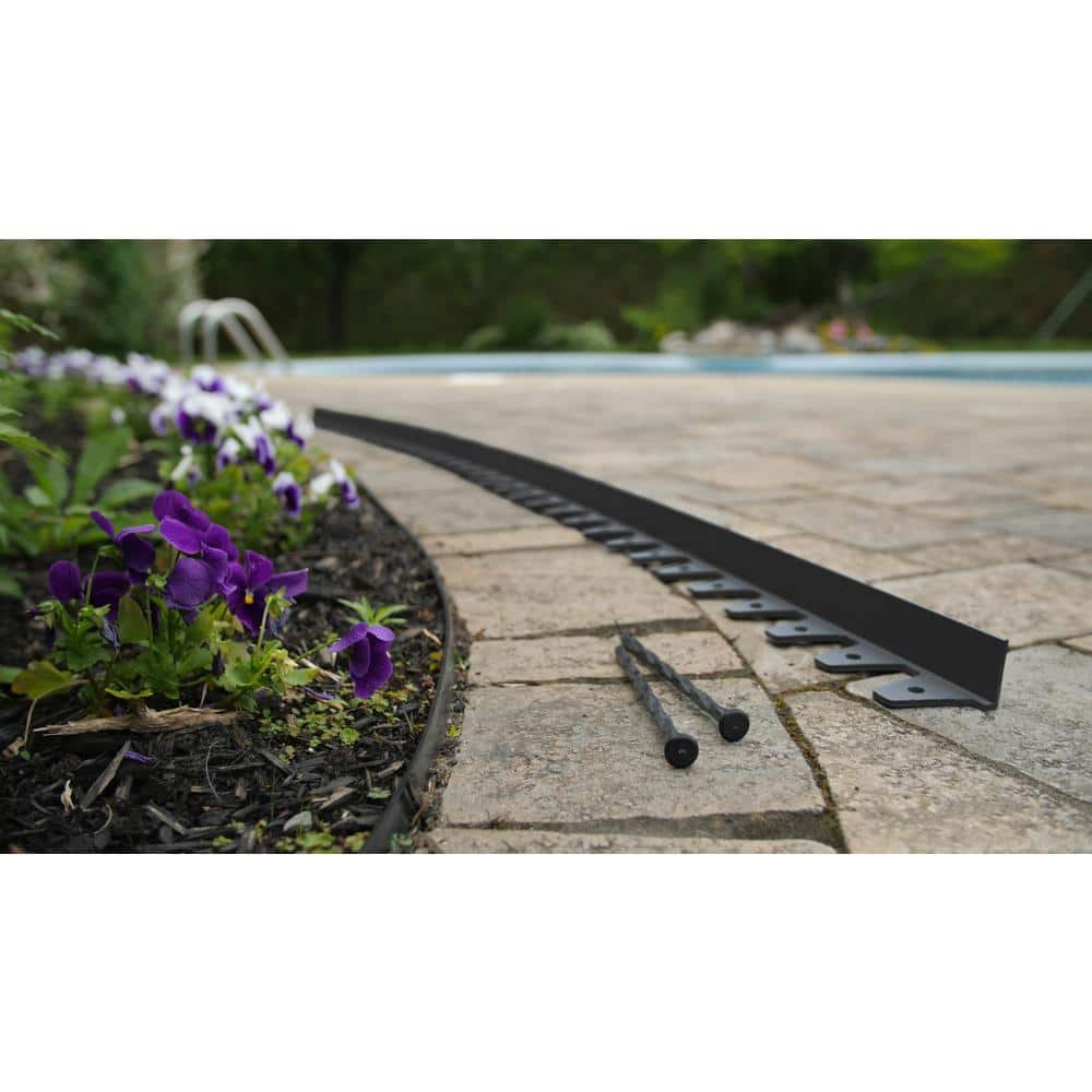 Flexi-Pro 48 in. x 2.25 in. x 1.75 in. Black PVC Paver Edging – 96 ft. (24-Pieces of 48 in) Pro Grade with 96-Spikes - Hercitys
