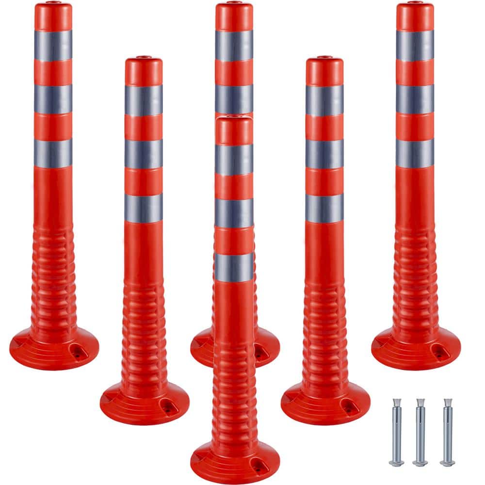 Traffic Delineator 30 in. H Delineator Post Kit with Base and Barrier Cones Orange Safety Cones (6-Piece) - Hercitys