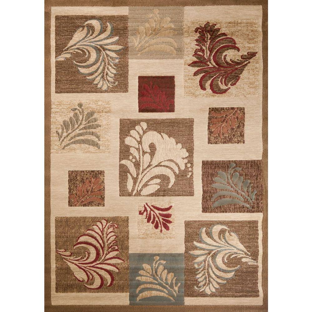 Soho Leafs Ivory 5 ft. x 7 ft. Area Rug - Hercitys